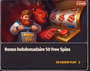Bannière du bonus reload hebdomadaire Dragonia Casino